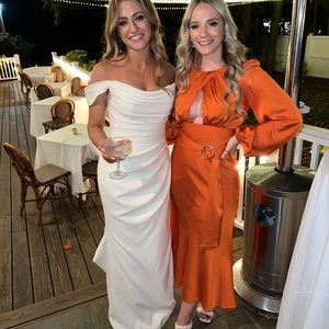 Orange long sleeve midi dress